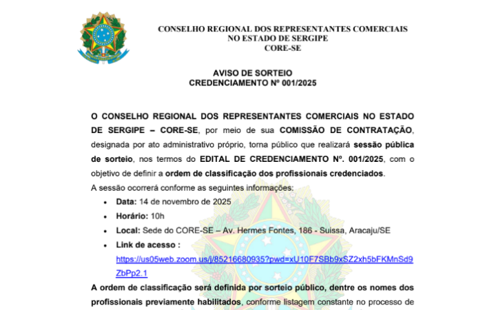 Credenciamento de Leiloeiro Edital 001 de 2025